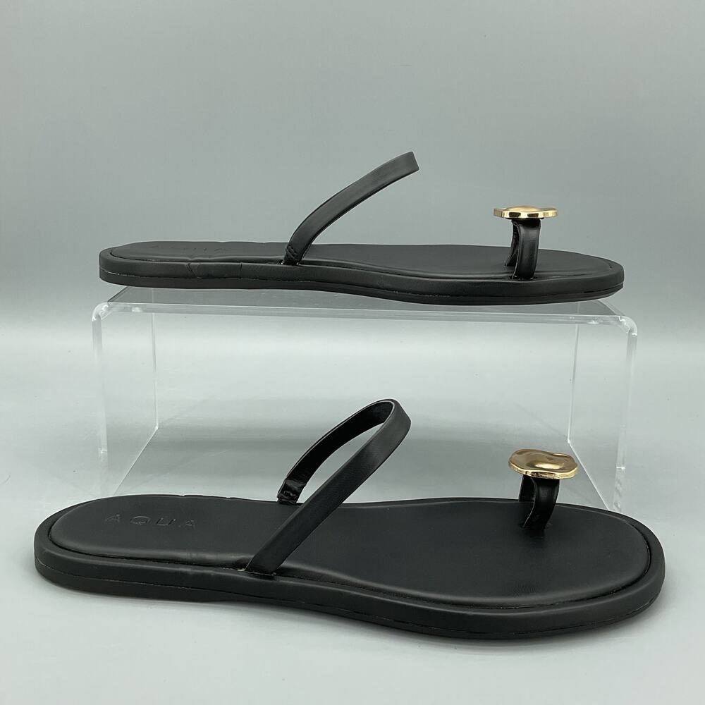 Aqua Women’s Rita Flat Sandals Black Size 8.5